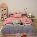 Pink children bedroom winter milk flannel bed sets